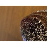 STUNNING VTG MURANO Spiral/Swirl Art Glass Paperweight W/Gold/Silver Specs 3.5"H