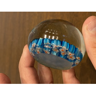 BEAUTIFUL VTG Red, White & Blue MILLEFIORI Art Glass Paperweight 2.25"W