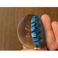 BEAUTIFUL VTG Red, White & Blue MILLEFIORI Art Glass Paperweight 2.25"W