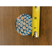 BEAUTIFUL VTG Red, White & Blue MILLEFIORI Art Glass Paperweight 2.25"W