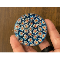 BEAUTIFUL VTG Red, White & Blue MILLEFIORI Art Glass Paperweight 2.25"W