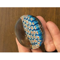 BEAUTIFUL VTG Red, White & Blue MILLEFIORI Art Glass Paperweight 2.25"W