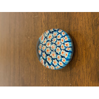 BEAUTIFUL VTG Red, White & Blue MILLEFIORI Art Glass Paperweight 2.25"W