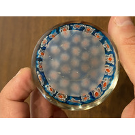 BEAUTIFUL VTG Red, White & Blue MILLEFIORI Art Glass Paperweight 2.25"W