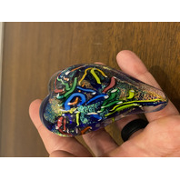 STUNNING Glass Eye Studio Multicolored HEARTS OF FIRE Sparkle Paperweight 3.75"L