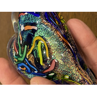 STUNNING Glass Eye Studio Multicolored HEARTS OF FIRE Sparkle Paperweight 3.75"L