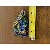 STUNNING Glass Eye Studio Multicolored HEARTS OF FIRE Sparkle Paperweight 3.75"L