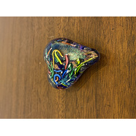 STUNNING Glass Eye Studio Multicolored HEARTS OF FIRE Sparkle Paperweight 3.75"L