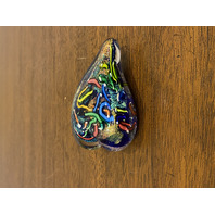 STUNNING Glass Eye Studio Multicolored HEARTS OF FIRE Sparkle Paperweight 3.75"L