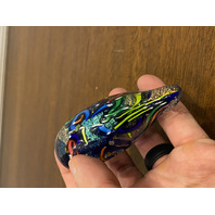 STUNNING Glass Eye Studio Multicolored HEARTS OF FIRE Sparkle Paperweight 3.75"L