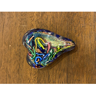 STUNNING Glass Eye Studio Multicolored HEARTS OF FIRE Sparkle Paperweight 3.75"L