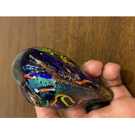 STUNNING Glass Eye Studio Multicolored HEARTS OF FIRE Sparkle Paperweight 3.75"L