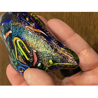 STUNNING Glass Eye Studio Multicolored HEARTS OF FIRE Sparkle Paperweight 3.75"L