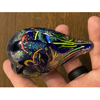STUNNING Glass Eye Studio Multicolored HEARTS OF FIRE Sparkle Paperweight 3.75"L