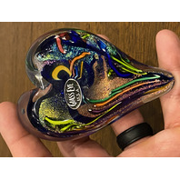 STUNNING Glass Eye Studio Multicolored HEARTS OF FIRE Sparkle Paperweight 3.75"L