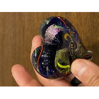 STUNNING Glass Eye Studio Multicolored HEARTS OF FIRE Sparkle Paperweight 3.75"L
