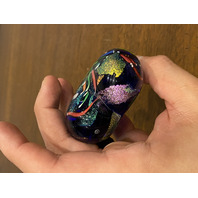 STUNNING Glass Eye Studio Multicolored HEARTS OF FIRE Sparkle Paperweight 3.75"L