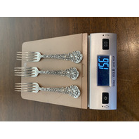 3 ANTIQUE GORHAM "VERSAILLES" STERLING SILVER COPYRIGHTED 1888 Forks 6.75"L