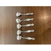 5 ANTIQUE INTERNATIONAL SILVER COMPANY "FRONTENAC" STERLING SILVER Spoons 6 7/8"