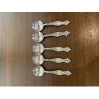 5 ANTIQUE INTERNATIONAL SILVER COMPANY "FRONTENAC" STERLING SILVER Spoons 6 7/8"