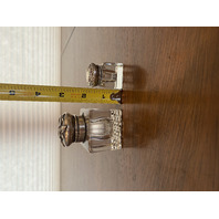 2 BEAUTIFUL VTG Glass/Crystal Square Inkwells W/Sterling Silver Lids 3"H, 1.5"H