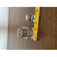 2 BEAUTIFUL VTG Glass/Crystal Square Inkwells W/Sterling Silver Lids 3"H, 1.5"H