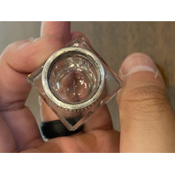 2 BEAUTIFUL VTG Glass/Crystal Square Inkwells W/Sterling Silver Lids 3"H, 1.5"H