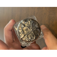 2 BEAUTIFUL VTG Glass/Crystal Square Inkwells W/Sterling Silver Lids 3"H, 1.5"H