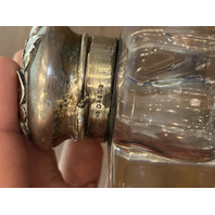 2 BEAUTIFUL VTG Glass/Crystal Square Inkwells W/Sterling Silver Lids 3"H, 1.5"H