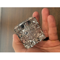 2 BEAUTIFUL VTG Glass/Crystal Square Inkwells W/Sterling Silver Lids 3"H, 1.5"H