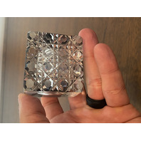 2 BEAUTIFUL VTG Glass/Crystal Square Inkwells W/Sterling Silver Lids 3"H, 1.5"H