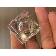 2 BEAUTIFUL VTG Glass/Crystal Square Inkwells W/Sterling Silver Lids 3"H, 1.5"H