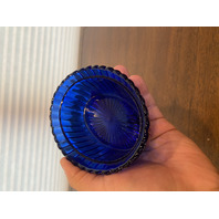 STUNNING VTG Westmoreland Cobalt Blue Nesting Cat Design Candy Dish 5.5"L