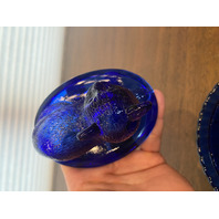 STUNNING VTG Westmoreland Cobalt Blue Nesting Cat Design Candy Dish 5.5"L