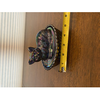 STUNNING VTG Westmoreland Carnival Iridescent Nesting Cat Design Candy Dish 5.5"