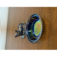 STUNNING VTG Westmoreland Carnival Iridescent Nesting Cat Design Candy Dish 5.5"