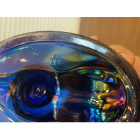 STUNNING VTG Westmoreland Carnival Iridescent Nesting Cat Design Candy Dish 5.5"