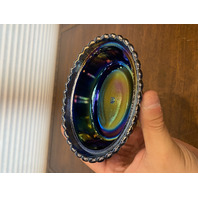 STUNNING VTG Westmoreland Carnival Iridescent Nesting Cat Design Candy Dish 5.5"