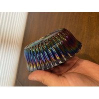 STUNNING VTG Westmoreland Carnival Iridescent Nesting Cat Design Candy Dish 5.5"