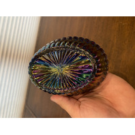STUNNING VTG Westmoreland Carnival Iridescent Nesting Cat Design Candy Dish 5.5"