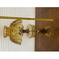 STUNNING VTG L. E. SMITH Amber MOON & STARS Electric Table Lamp 20"H