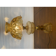 STUNNING VTG L. E. SMITH Amber MOON & STARS Electric Table Lamp 20"H