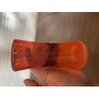 BEAUTIFUL Orange & Red Splatter Pattern Art Glass Vase 6.25"H