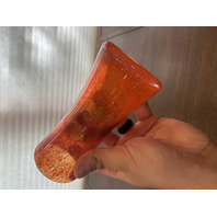 BEAUTIFUL Orange & Red Splatter Pattern Art Glass Vase 6.25"H