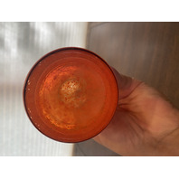 BEAUTIFUL Orange & Red Splatter Pattern Art Glass Vase 6.25"H