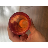 BEAUTIFUL Orange & Red Splatter Pattern Art Glass Vase 6.25"H