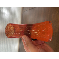 BEAUTIFUL Orange & Red Splatter Pattern Art Glass Vase 6.25"H