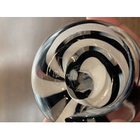GORGEOUS TONY CRAY Black & White Abstract Swirl Art Glass Paperweight 3"W SIGNED