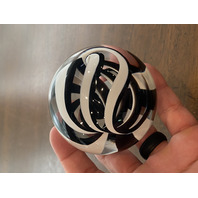 GORGEOUS TONY CRAY Black & White Abstract Swirl Art Glass Paperweight 3"W SIGNED