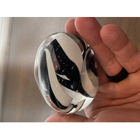 GORGEOUS TONY CRAY Black & White Abstract Swirl Art Glass Paperweight 3"W SIGNED